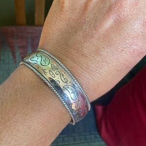 Beautiful Cuff Bracelet with Paisley Engraving